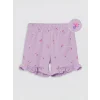 LCW Kids Lila Beli Lastikli Çiçekli Kız Çocuk Şort