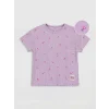 LCW Kids Lila Bisiklet Yaka Baskılı Kız Çocuk Tişört