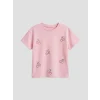LCW Kids Pembe Fiyonk Baskılı Taşlı Kız Çocuk Tişört