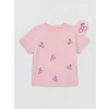 LCW Kids Pembe Fiyonk Baskılı Taşlı Kız Çocuk Tişört
