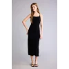 Defacto H6454AXBK81 Siyah Bodycon Vücudu Saran Maxi Elbise