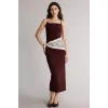 Defacto H6454AXBN207 Kahve Bodycon Vücudu Saran Askılı Maxi Elbise