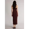 Defacto H6454AXBN207 Kahve Bodycon Vücudu Saran Askılı Maxi Elbise