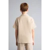 Defacto W3239A6BG106 Bej Oversıze Polo Yaka Müslin Kısa Kollu Gömlek Erkek Çocuk