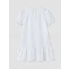 LCW Kids Beyaz Bebe Yaka Nakışlı Kız Çocuk Poplin Elbise
