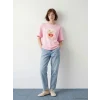 LCW Modest Pembe Bisiklet Yaka Manhattan Baskılı Kadın Tişört
