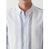 SOUTHBLUE Mavi Regular Fit Çizgili Erkek Keten Gömlek