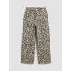 LCW Kids Bej Wideleg Leopar Desenli Kız Çocuk Pantolon