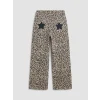 LCW Kids Bej Wideleg Leopar Desenli Kız Çocuk Pantolon