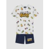LCW Kids Beyaz Stumble Guys Baskılı Erkek Çocuk Şortlu Pijama Takımı