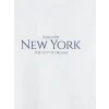 LCW Vision Beyaz New York Baskılı Kadın Tişört