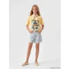 LCW Kids Sarı Nostaljik Maymun Baskılı Unisex Çocuk Tişört