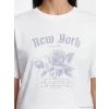 LCW Vision Beyaz New York Baskılı Oversize Kadın Tişört