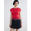 LCW Vision Kırmızı Bisiklet Yaka Kadın Crop
