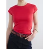 LCW Vision Kırmızı Bisiklet Yaka Kadın Crop