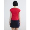 LCW Vision Kırmızı Bisiklet Yaka Kadın Crop