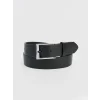 LCW ACCESSORIES Siyah Deri Görünümlü Metal Tokalı Erkek Kemer