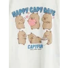 LCW Kids Beyaz Bisiklet Yaka Capyfun Baskılı Kız Çocuk Tişört