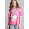 Defacto H3480A8PN206 Pembe Pochacco Oversıze Bisiklet Yaka Kısa Kollu Tişört Kız Çocuk