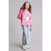 Defacto H3480A8PN206 Pembe Pochacco Oversıze Bisiklet Yaka Kısa Kollu Tişört Kız Çocuk