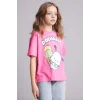 Defacto H3480A8PN206 Pembe Pochacco Oversıze Bisiklet Yaka Kısa Kollu Tişört Kız Çocuk