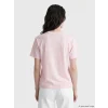 LCW Comfort Pembe Bisiklet Yaka Çiçek Baskılı Kadın Tişört