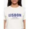 LCW Vision Beyaz Bisiklet Yaka Lisbon Baskılı Kadın Tişört