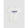 LCW Vision Beyaz Bisiklet Yaka Lisbon Baskılı Kadın Tişört