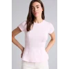 Defacto H6057AXPN343 Pembe Slım Fıt Bisiklet Yaka Ribana Kısa Kollu Tişört