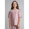 Defacto H1239A8BR488 Bordo 2li Takım Geniş Paça Pantolon Tişört Kız Çocuk