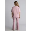 Defacto H1239A8BR488 Bordo 2li Takım Geniş Paça Pantolon Tişört Kız Çocuk