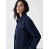 LCW EVERYDAY İndigo Gömlek Yaka Oversize Kadın Jean Ceket