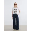 LCW EVERYDAY Ekru Bisiklet Yaka Baskılı Kadın Tişört
