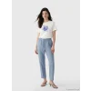 LCW Comfort Beyaz Bisiklet Yaka Baskılı Kadın Tişört