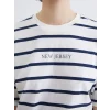 XSIDE Lacivert New Jersey Baskılı Oversize Kadın Tişört