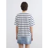 XSIDE Lacivert New Jersey Baskılı Oversize Kadın Tişört