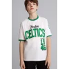 Defacto H2899A8WT34 Beyaz %100 Pamuk NBA Boston Celtıcs New Regular Fıt Bisiklet Yaka Kısa Kollu Tişört Erkek Çocuk