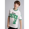 Defacto H2899A8WT34 Beyaz %100 Pamuk NBA Boston Celtıcs New Regular Fıt Bisiklet Yaka Kısa Kollu Tişört Erkek Çocuk