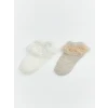 LCW baby Ekru Kız Bebek Tüllü Patik Çorap 2li