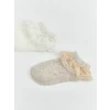LCW baby Ekru Kız Bebek Tüllü Patik Çorap 2li
