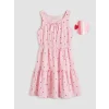 LCW Kids Pembe Kare Yaka Fiyonklu Kız Çocuk Elbise