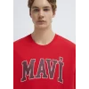 Mavi 0611711-70467 Mavi Logo Baskılı Kırmızı Tişört