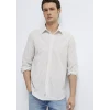 Mavi 0212004-91559 Keten Karışımlı Çizgili Ekru Gömlek