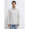 Mavi 0212004-91559 Keten Karışımlı Çizgili Ekru Gömlek