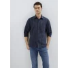 Mavi 0211979-91592 Keten Karışımlı Çizgili Lacivert Gömlek