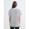 LCW Comfort Siyah Bisiklet Yaka Çizgili Kadın Tişört