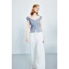 Defacto F5024AXWT32 Beyaz Wıde Leg Cepli Yüksek Bel Standart Boy Keten Karışımlı Pantolon