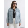 LCWAIKIKI Classic İndigo Gömlek Yaka Oversize Kadın Jean Ceket