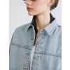 LCWAIKIKI Classic İndigo Gömlek Yaka Oversize Kadın Jean Ceket