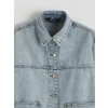 LCWAIKIKI Classic İndigo Gömlek Yaka Oversize Kadın Jean Ceket